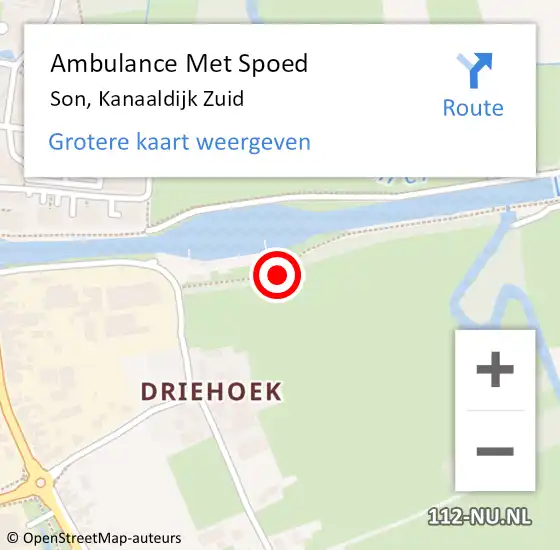 Locatie op kaart van de 112 melding: Ambulance Met Spoed Naar Son, Kanaaldijk Zuid op 23 maart 2019 21:06