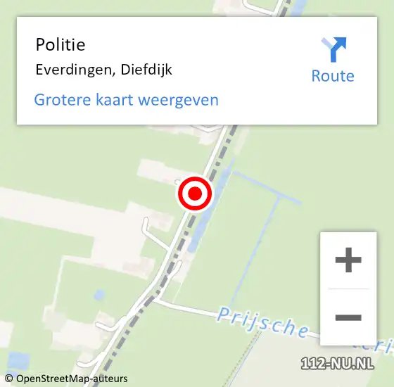 Locatie op kaart van de 112 melding: Politie Everdingen, Diefdijk op 23 maart 2019 21:08