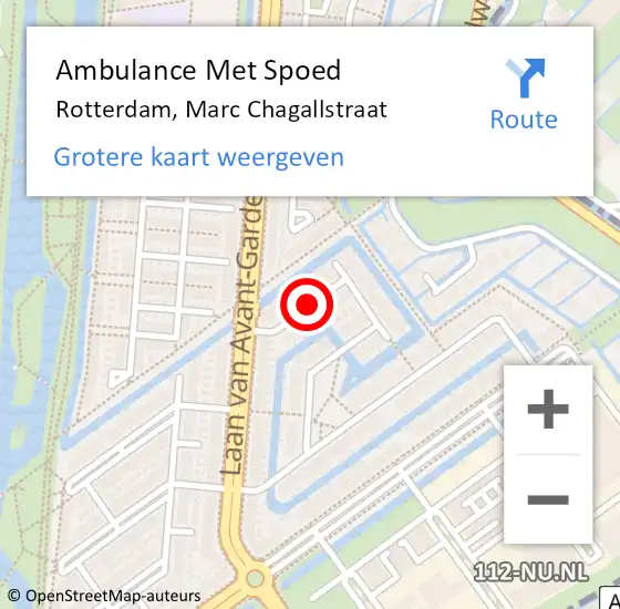 Locatie op kaart van de 112 melding: Ambulance Met Spoed Naar Rotterdam, Marc Chagallstraat op 24 maart 2019 04:35