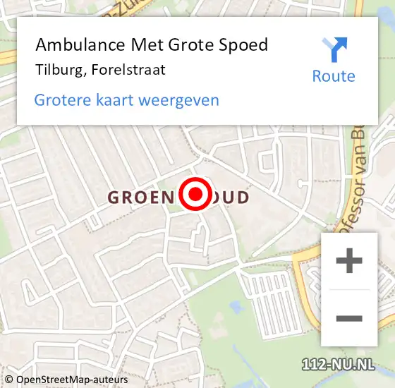 Locatie op kaart van de 112 melding: Ambulance Met Grote Spoed Naar Tilburg, Forelstraat op 24 maart 2019 14:15