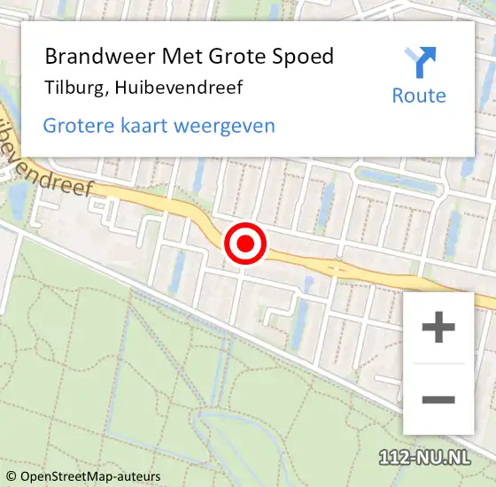 Locatie op kaart van de 112 melding: Brandweer Met Grote Spoed Naar Tilburg, Huibevendreef op 24 maart 2019 15:10
