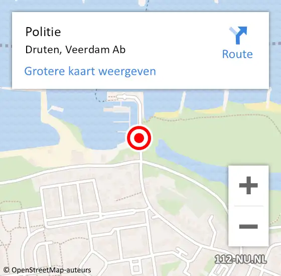 Locatie op kaart van de 112 melding: Politie Druten, Veerdam Ab op 24 maart 2019 15:44