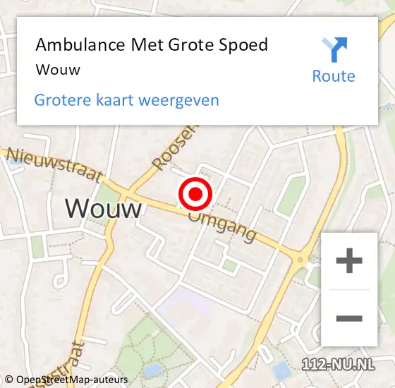 Locatie op kaart van de 112 melding: Ambulance Met Grote Spoed Naar Wouw op 24 maart 2019 19:21