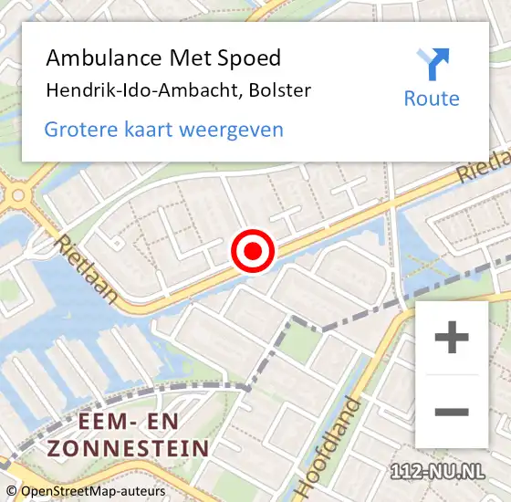 Locatie op kaart van de 112 melding: Ambulance Met Spoed Naar Hendrik-Ido-Ambacht, Bolster op 24 maart 2019 20:44