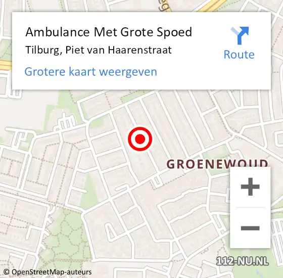 Locatie op kaart van de 112 melding: Ambulance Met Grote Spoed Naar Tilburg, Piet van Haarenstraat op 24 maart 2019 21:47