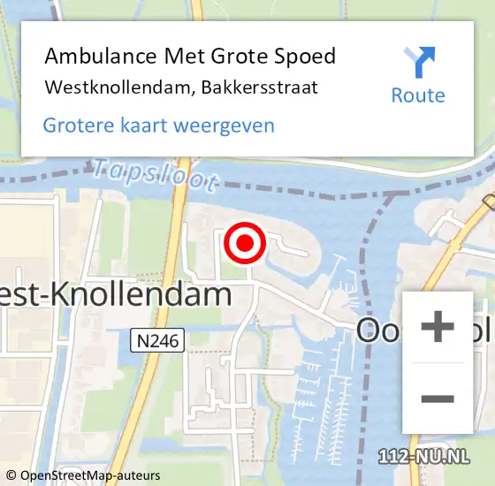 Locatie op kaart van de 112 melding: Ambulance Met Grote Spoed Naar Westknollendam, Bakkersstraat op 25 maart 2019 00:13