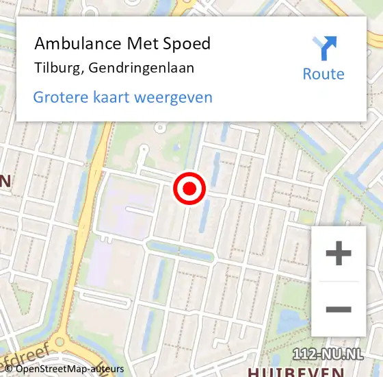 Locatie op kaart van de 112 melding: Ambulance Met Spoed Naar Tilburg, Gendringenlaan op 25 maart 2019 03:36