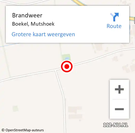 Locatie op kaart van de 112 melding: Brandweer Boekel, Mutshoek op 25 maart 2019 07:48