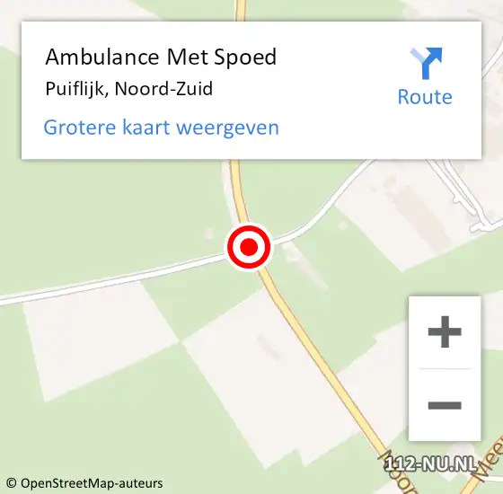 Locatie op kaart van de 112 melding: Ambulance Met Spoed Naar Puiflijk, Noord-Zuid op 25 maart 2019 08:04