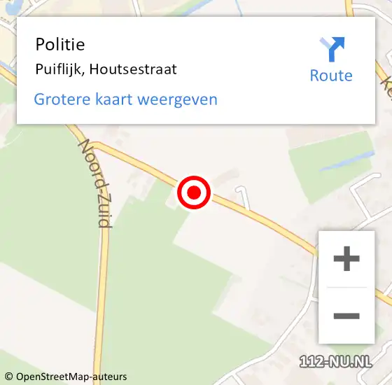 Locatie op kaart van de 112 melding: Politie Puiflijk, Houtsestraat op 25 maart 2019 08:05
