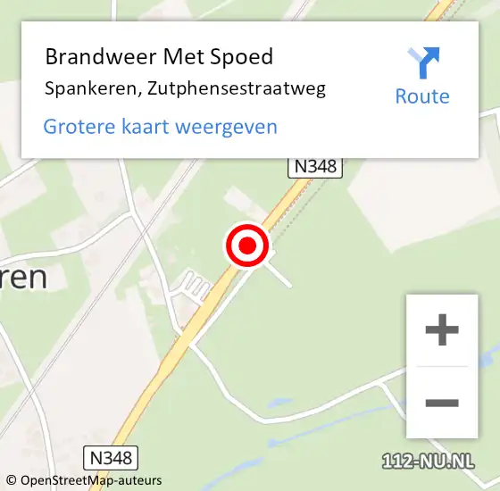 Locatie op kaart van de 112 melding: Brandweer Met Spoed Naar Spankeren, Zutphensestraatweg op 25 maart 2019 10:54