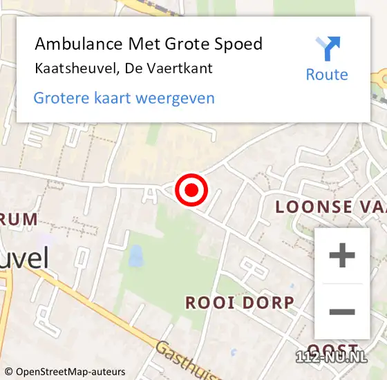 Locatie op kaart van de 112 melding: Ambulance Met Grote Spoed Naar Kaatsheuvel, De Vaertkant op 25 maart 2019 12:11