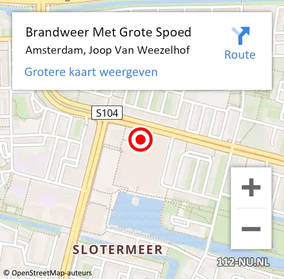 Locatie op kaart van de 112 melding: Brandweer Met Grote Spoed Naar Amsterdam, Joop Van Weezelhof op 25 maart 2019 13:10