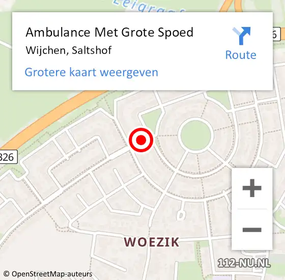 Locatie op kaart van de 112 melding: Ambulance Met Grote Spoed Naar Wijchen, Saltshof op 25 maart 2019 13:25