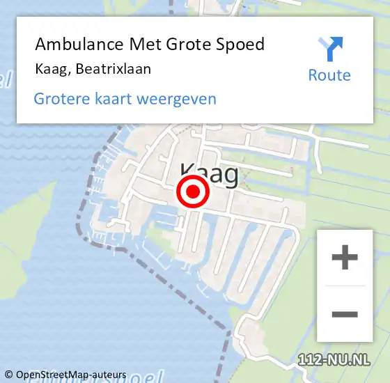 Locatie op kaart van de 112 melding: Ambulance Met Grote Spoed Naar Kaag, Beatrixlaan op 25 maart 2019 14:54
