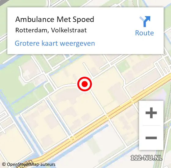 Locatie op kaart van de 112 melding: Ambulance Met Spoed Naar Rotterdam, Volkelstraat op 25 maart 2019 15:18