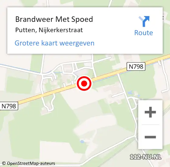 Locatie op kaart van de 112 melding: Brandweer Met Spoed Naar Putten, Nijkerkerstraat op 25 maart 2019 16:00