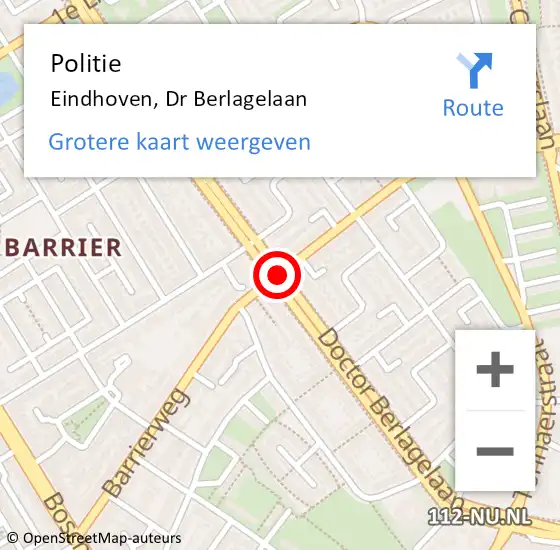 Locatie op kaart van de 112 melding: Politie Eindhoven, Dr Berlagelaan op 25 maart 2019 16:36