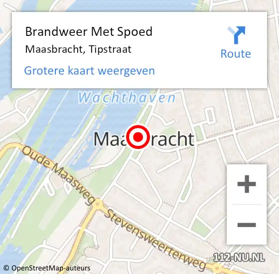 Locatie op kaart van de 112 melding: Brandweer Met Spoed Naar Maasbracht, Tipstraat op 25 maart 2019 20:12