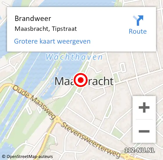 Locatie op kaart van de 112 melding: Brandweer Maasbracht, Tipstraat op 25 maart 2019 20:13