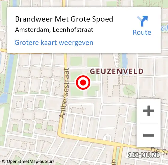 Locatie op kaart van de 112 melding: Brandweer Met Grote Spoed Naar Amsterdam, Leenhofstraat op 25 maart 2019 20:38