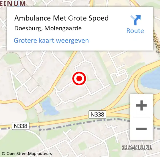 Locatie op kaart van de 112 melding: Ambulance Met Grote Spoed Naar Doesburg, Molengaarde op 25 maart 2019 22:27