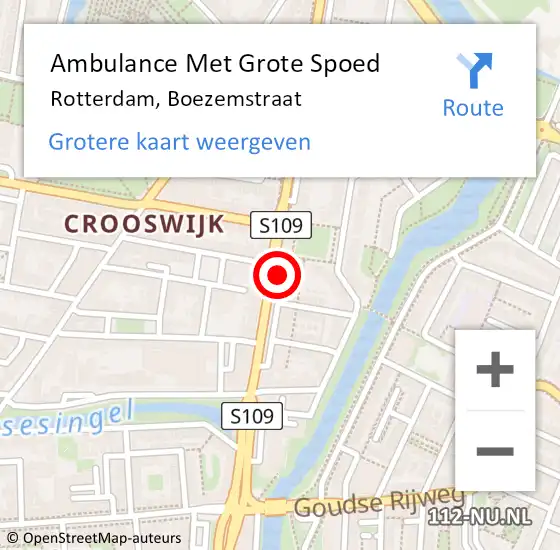 Locatie op kaart van de 112 melding: Ambulance Met Grote Spoed Naar Rotterdam, Boezemstraat op 25 maart 2019 23:47