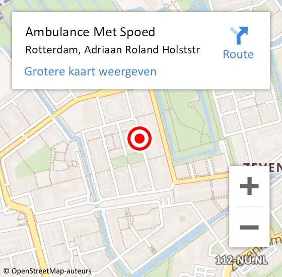 Locatie op kaart van de 112 melding: Ambulance Met Spoed Naar Rotterdam, Adriaan Roland Holststr op 25 maart 2019 23:54