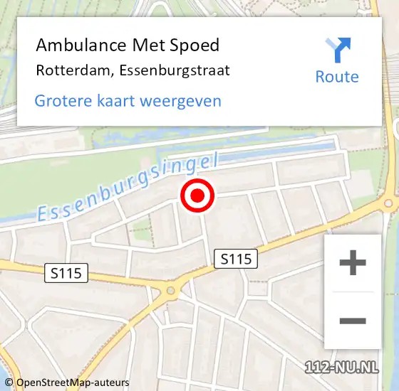 Locatie op kaart van de 112 melding: Ambulance Met Spoed Naar Rotterdam, Essenburgstraat op 26 maart 2019 06:42