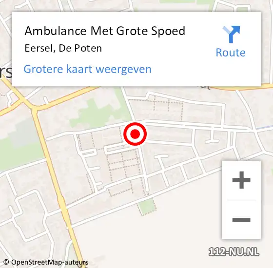 Locatie op kaart van de 112 melding: Ambulance Met Grote Spoed Naar Eersel, De Poten op 26 maart 2019 09:07