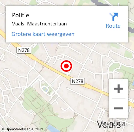 Locatie op kaart van de 112 melding: Politie Vaals, Maastrichterlaan op 26 maart 2019 10:31