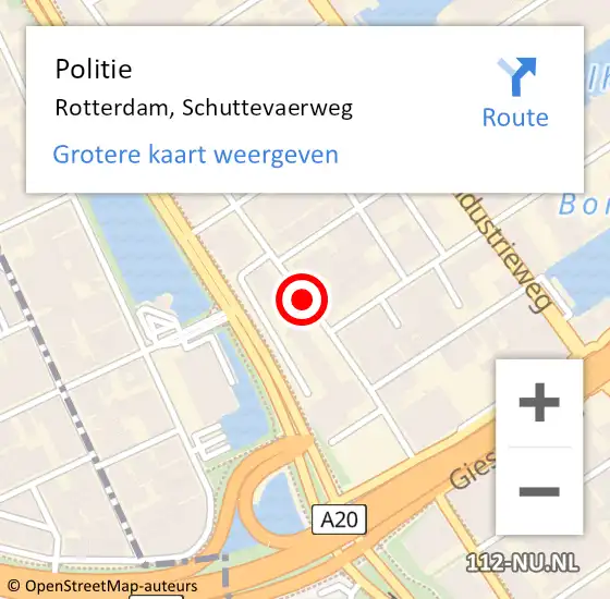Locatie op kaart van de 112 melding: Politie Rotterdam, Schuttevaerweg op 26 maart 2019 10:45