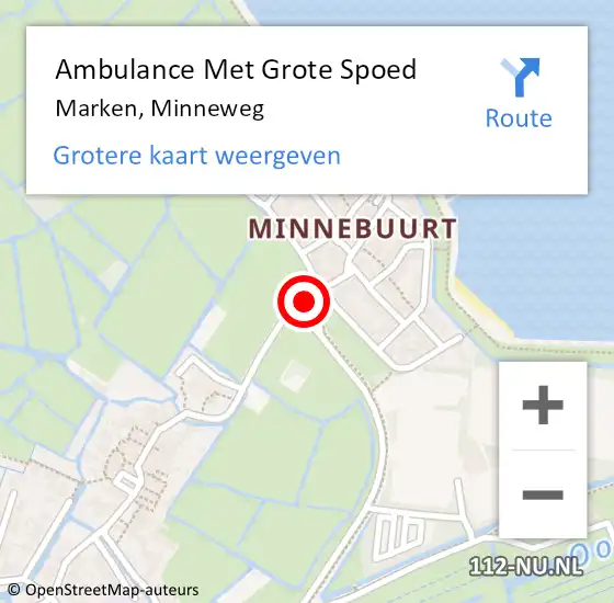 Locatie op kaart van de 112 melding: Ambulance Met Grote Spoed Naar Marken, Minneweg op 26 maart 2019 10:52