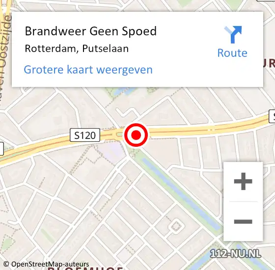 Locatie op kaart van de 112 melding: Brandweer Geen Spoed Naar Rotterdam, Putselaan op 26 maart 2019 11:32