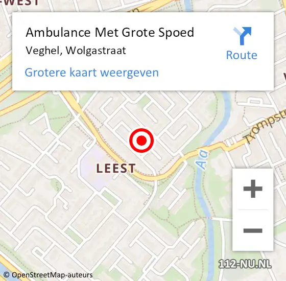 Locatie op kaart van de 112 melding: Ambulance Met Grote Spoed Naar Veghel, Wolgastraat op 26 maart 2019 11:54