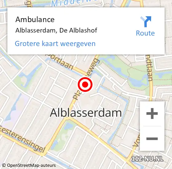 Locatie op kaart van de 112 melding: Ambulance Alblasserdam, De Alblashof op 26 maart 2019 12:01