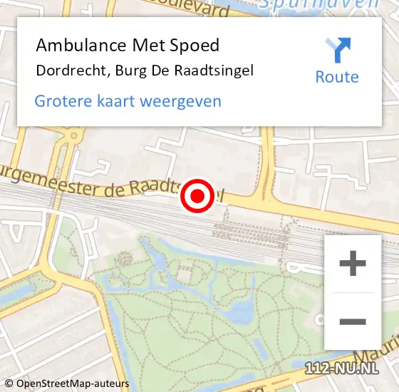 Locatie op kaart van de 112 melding: Ambulance Met Spoed Naar Dordrecht, Burg De Raadtsingel op 26 maart 2019 12:04