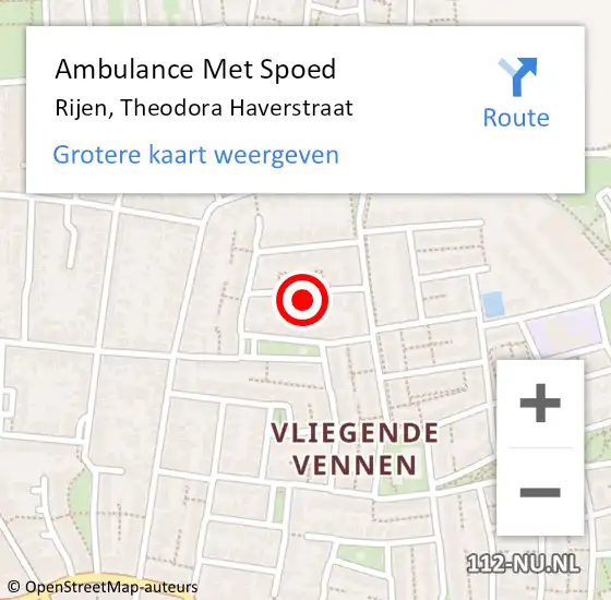 Locatie op kaart van de 112 melding: Ambulance Met Spoed Naar Rijen, Theodora Haverstraat op 26 maart 2019 12:33