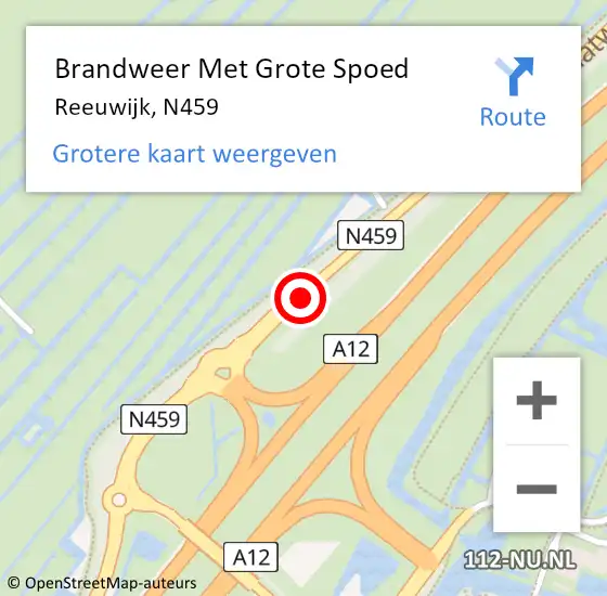 Locatie op kaart van de 112 melding: Brandweer Met Grote Spoed Naar Reeuwijk, N459 op 26 maart 2019 22:33