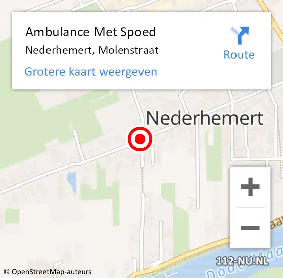 Locatie op kaart van de 112 melding: Ambulance Met Spoed Naar Nederhemert, Molenstraat op 27 maart 2019 04:28