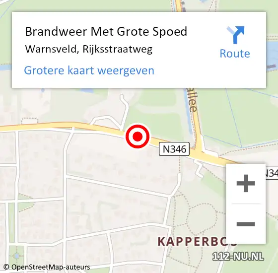 Locatie op kaart van de 112 melding: Brandweer Met Grote Spoed Naar Warnsveld, Rijksstraatweg op 27 maart 2019 10:02