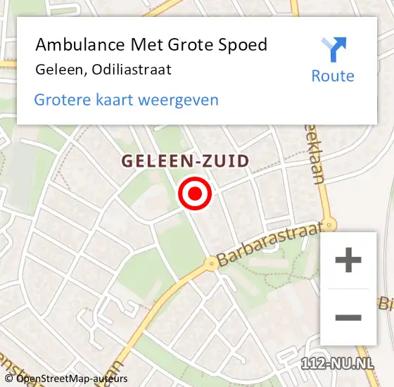 Locatie op kaart van de 112 melding: Ambulance Met Grote Spoed Naar Geleen, Odiliastraat op 27 maart 2014 14:49