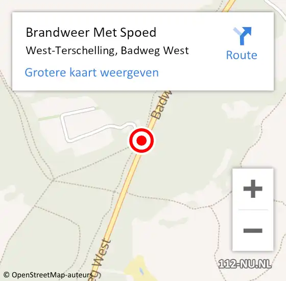 Locatie op kaart van de 112 melding: Brandweer Met Spoed Naar West-Terschelling, Badweg West op 27 maart 2019 12:43