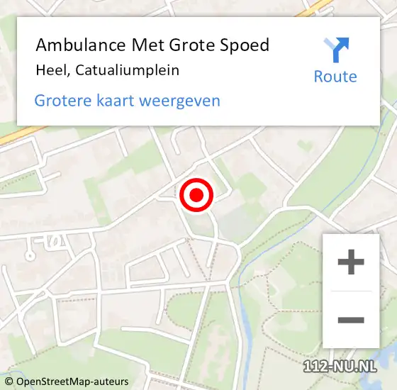 Locatie op kaart van de 112 melding: Ambulance Met Grote Spoed Naar Heel, Catualiumplein op 27 maart 2019 12:48