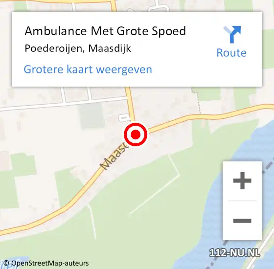 Locatie op kaart van de 112 melding: Ambulance Met Grote Spoed Naar Poederoijen, Maasdijk op 27 maart 2019 13:12