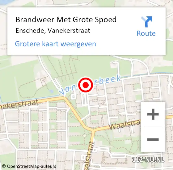 Locatie op kaart van de 112 melding: Brandweer Met Grote Spoed Naar Enschede, Vanekerstraat op 27 maart 2019 21:33