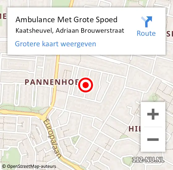 Locatie op kaart van de 112 melding: Ambulance Met Grote Spoed Naar Kaatsheuvel, Adriaan Brouwerstraat op 27 maart 2019 23:36