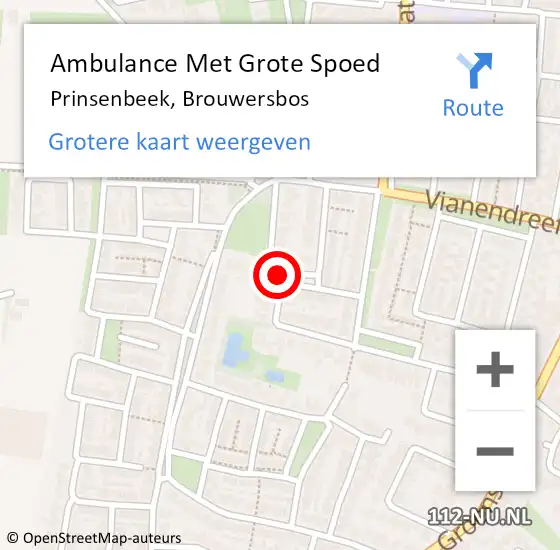Locatie op kaart van de 112 melding: Ambulance Met Grote Spoed Naar Prinsenbeek, Brouwersbos op 28 maart 2019 02:30