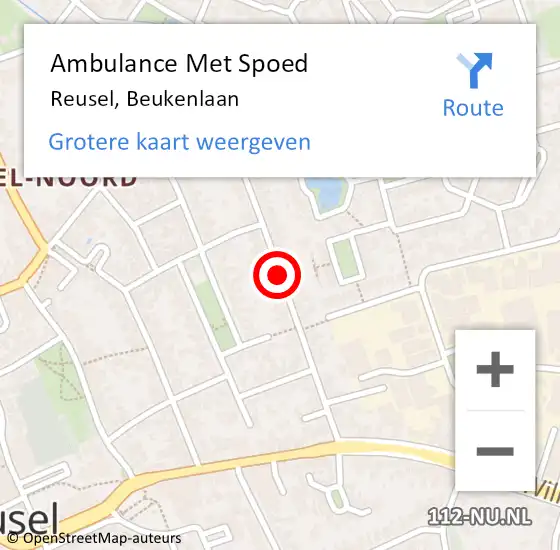 Locatie op kaart van de 112 melding: Ambulance Met Spoed Naar Reusel, Beukenlaan op 28 maart 2019 13:18