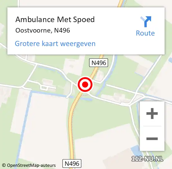 Locatie op kaart van de 112 melding: Ambulance Met Spoed Naar Oostvoorne, N496 op 28 maart 2019 14:17